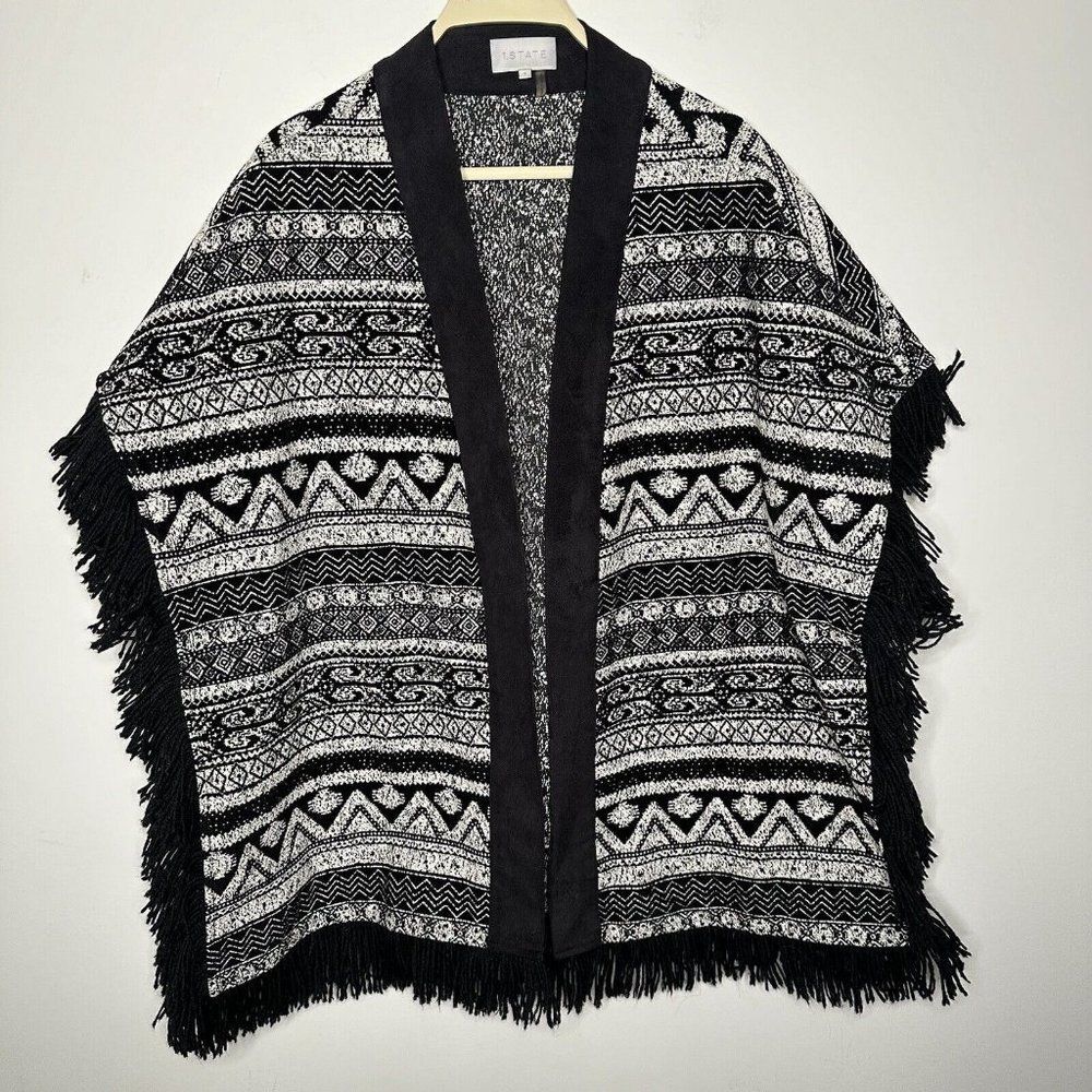 1 State Poncho Cardigan Women's Size Small Over-Size Open Front Aztec